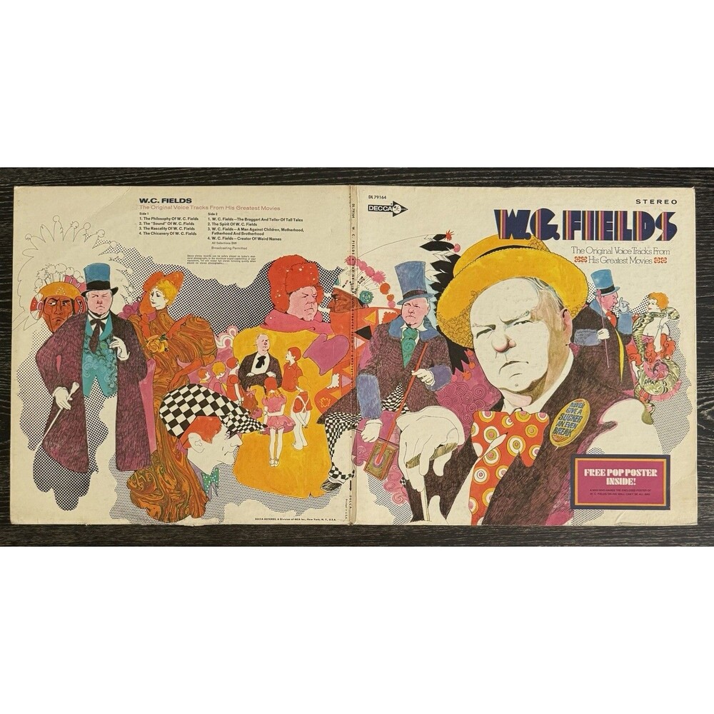 W.C. FIELDS ~ Original Voice Tracks From His Movies LP DL 79164 Comedy w/Poster